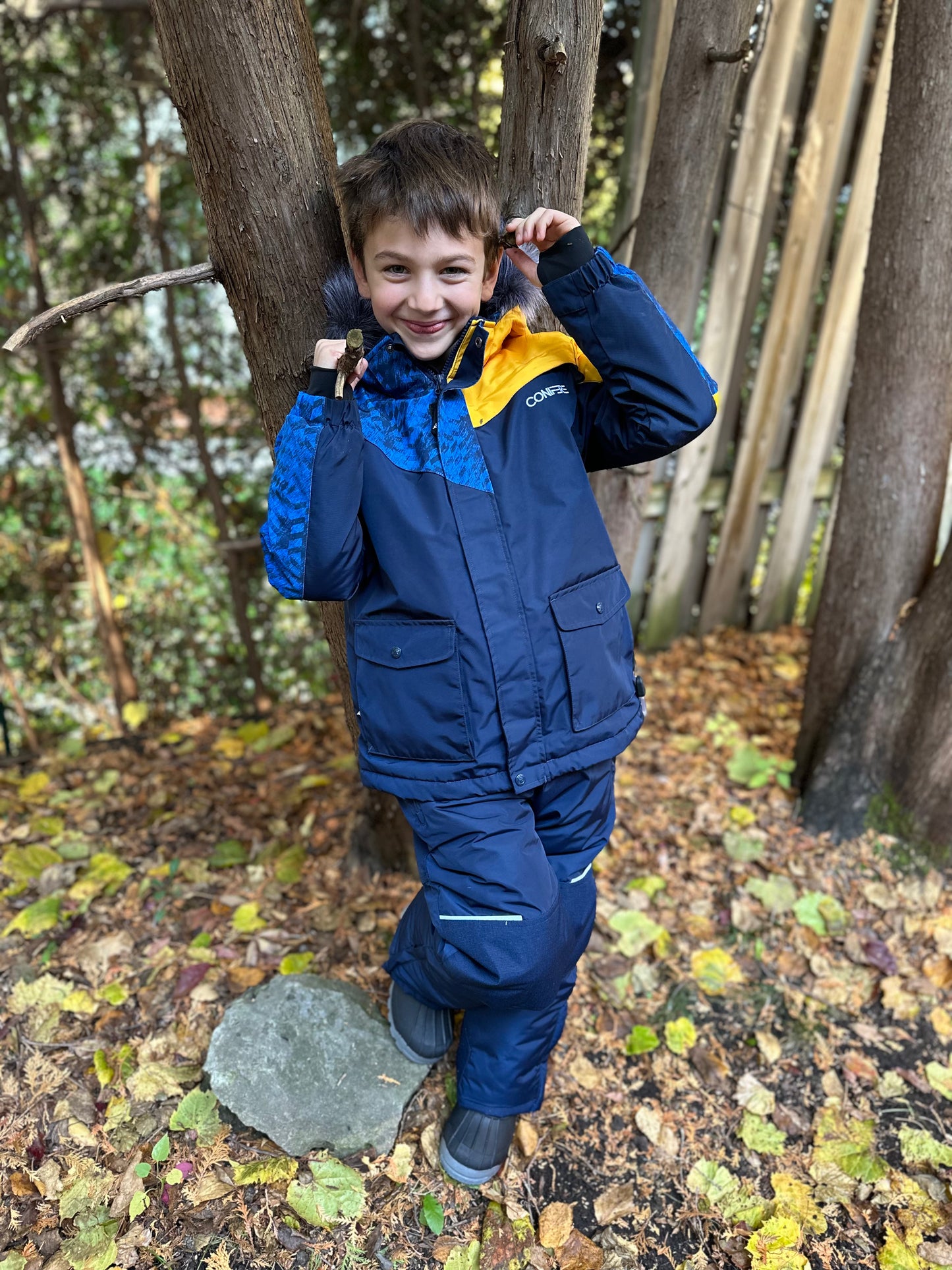 OBO - Boys Navy/Yellow Snowsuit Set