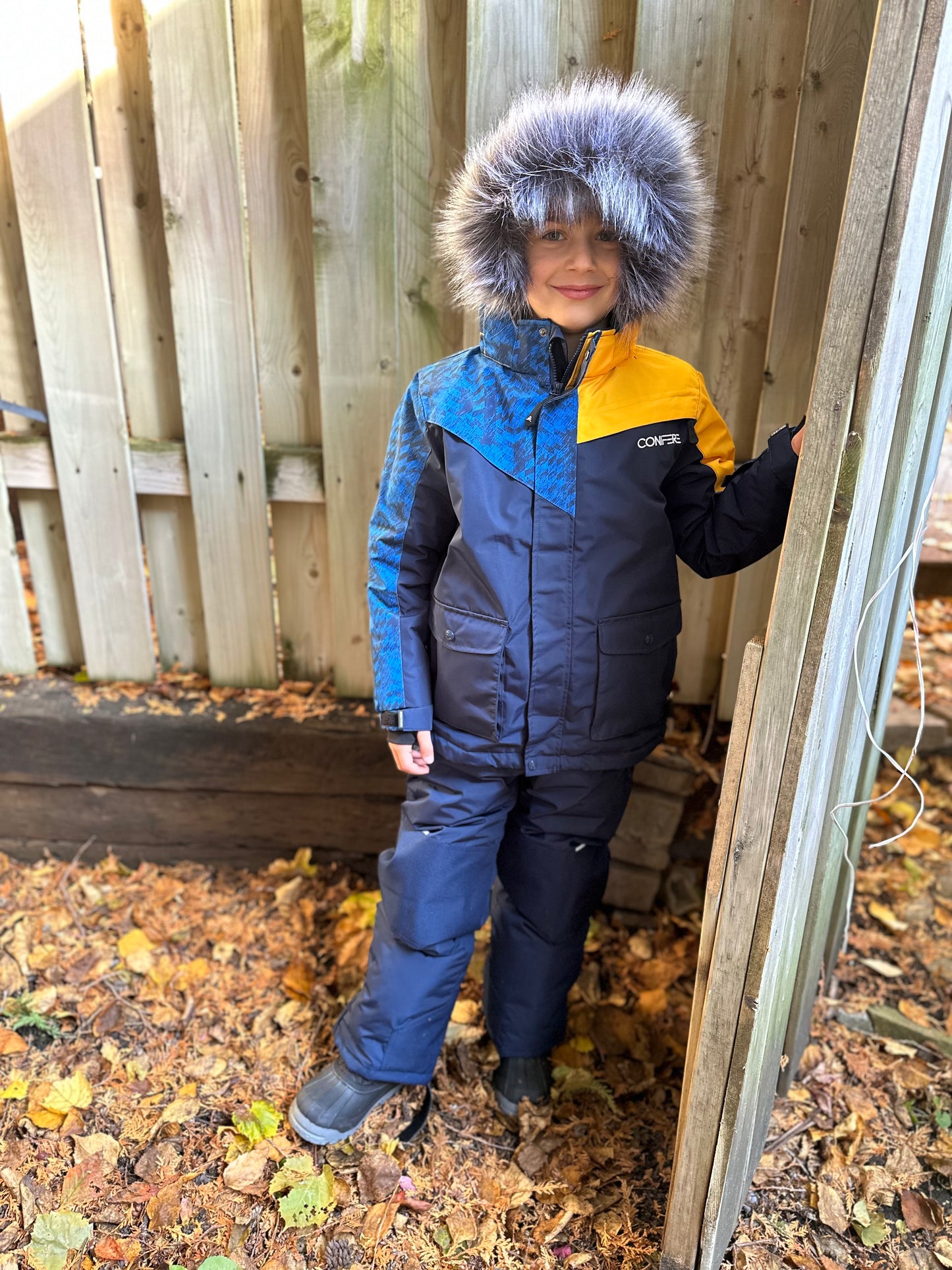 OBO - Boys Navy/Yellow Snowsuit Set