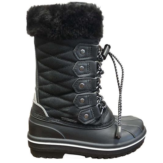 Waterproof Rubber Fur Lined  Girls' Black Winter Boots