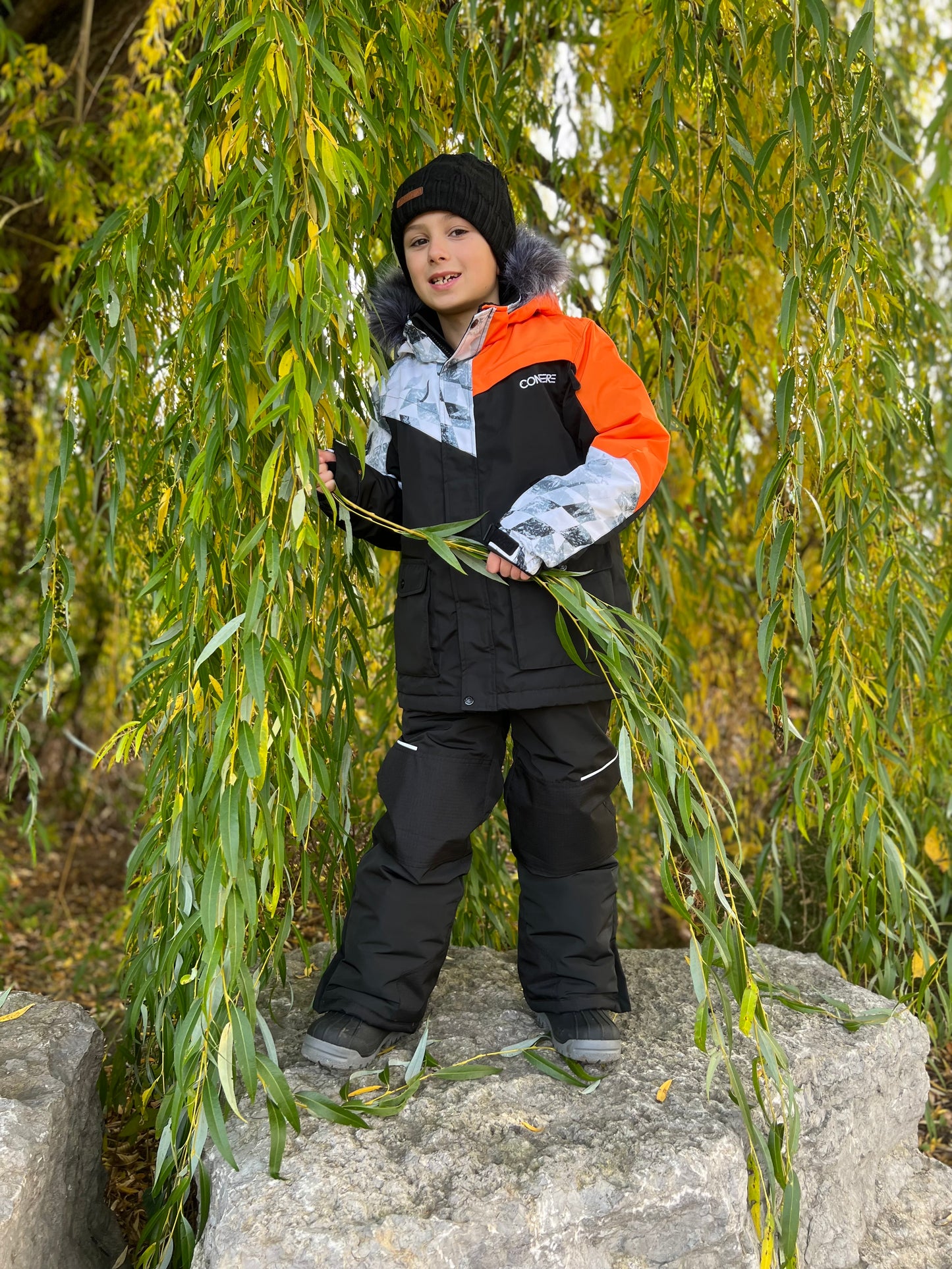 OBO - Boys Black/Orange Snowsuit Set