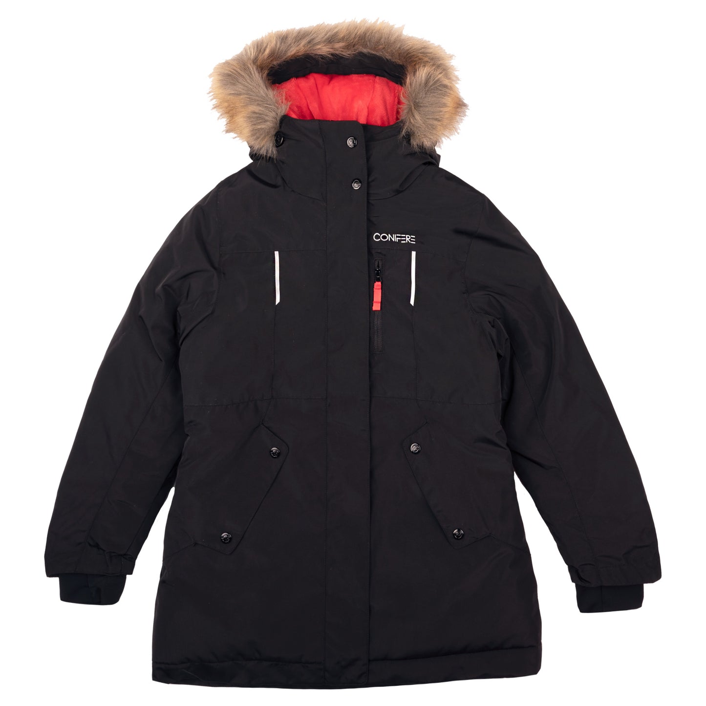 PLICATA - Girls Black/Coral Parka