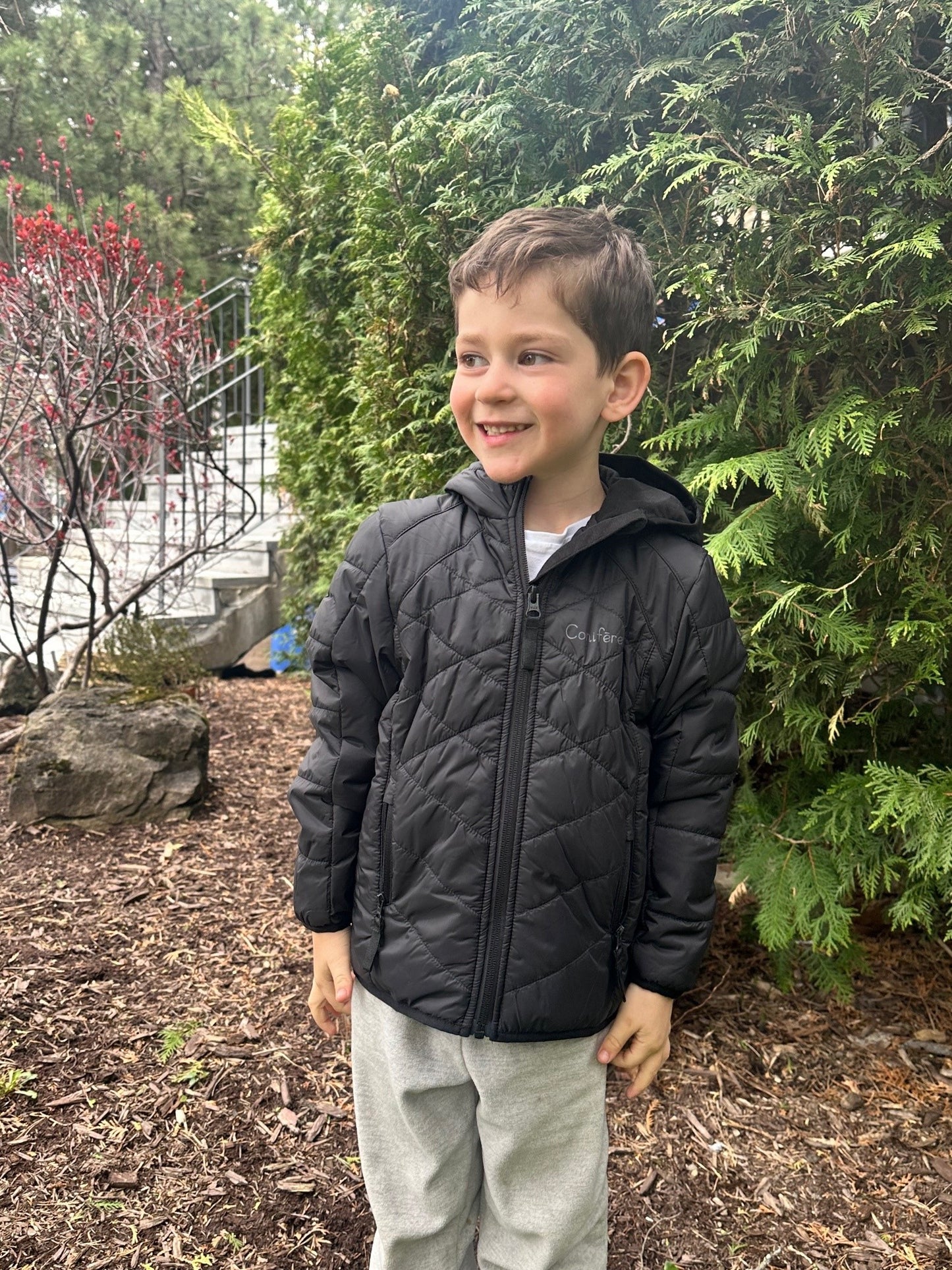 Strobus - Boys' Black Transitional Puffer Jacket