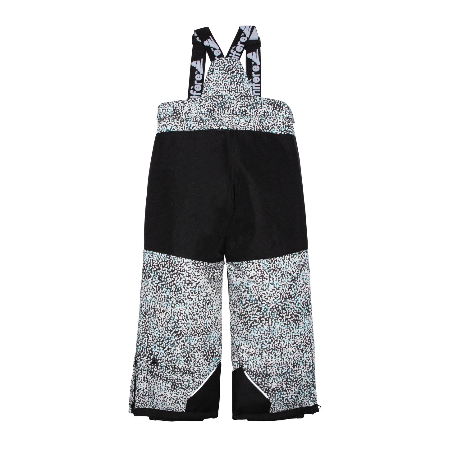 JACKET: Water-resistant outer shell, wind stopper panel, removable hood, chin guard, LED light, anti-pill polar fleece lining, adjustable cuffs with elastic & velcro, YKK zipper, snowskirt, name label, and pockets. PANTS: Adjustable elastic suspender, waist with tabs, reflective piping at knee and back hem, removable back bib