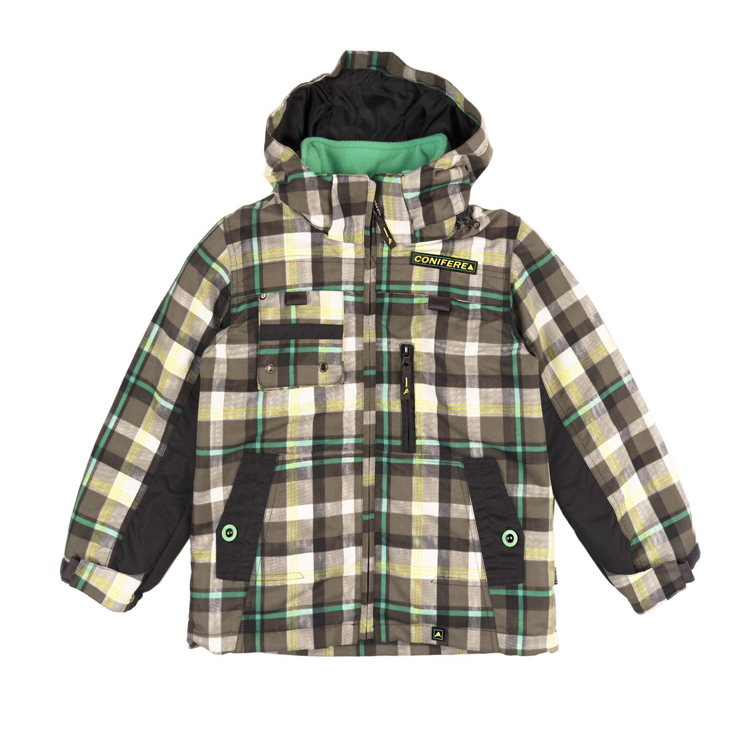 Veste 3-en-1 à carreaux verte pour garçon