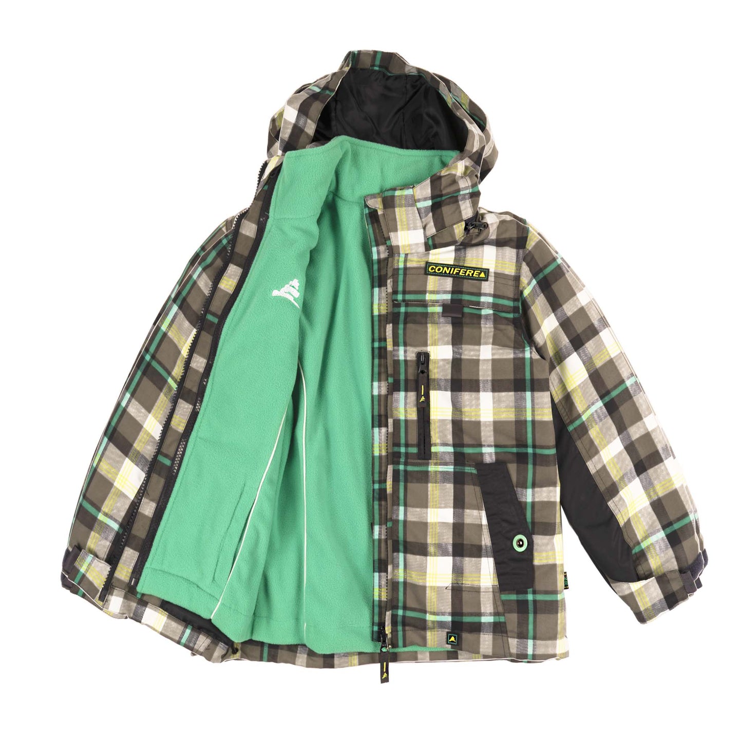 Veste 3-en-1 à carreaux verte pour garçon