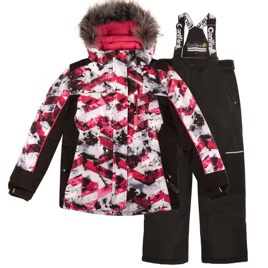 Kids' winter jacket and pants set, cold protection up to -35 C, water repellent shell, LED light zipper gadget, adjustable cuffs, YKK zipper