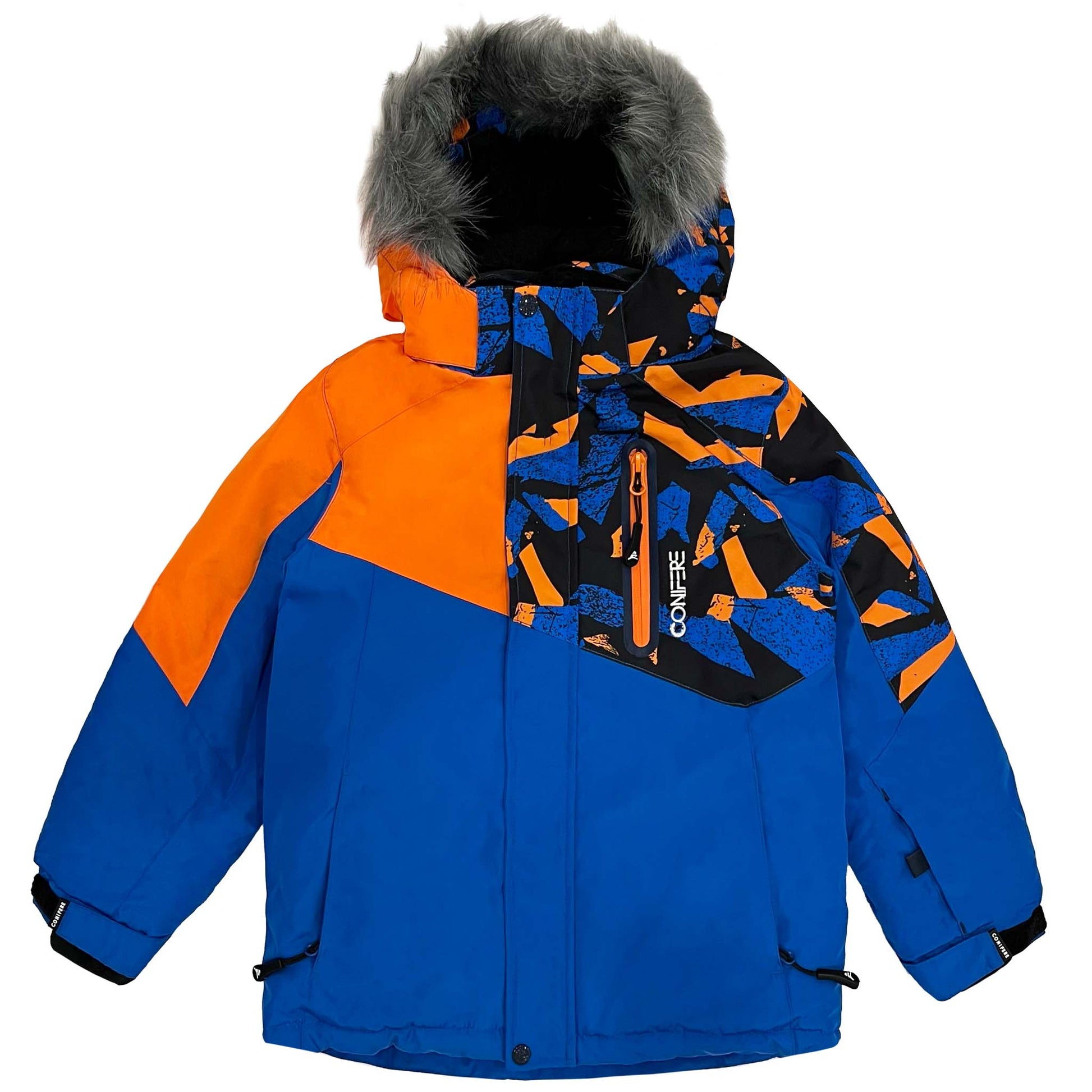Parka with water resistant outer shell, Cold Factor Protection up to -35°C, wind stopper panel, removable hood and fur trim, LED light, anti-pill polar fleece lining, adjustable cuffs, YKK zipper.