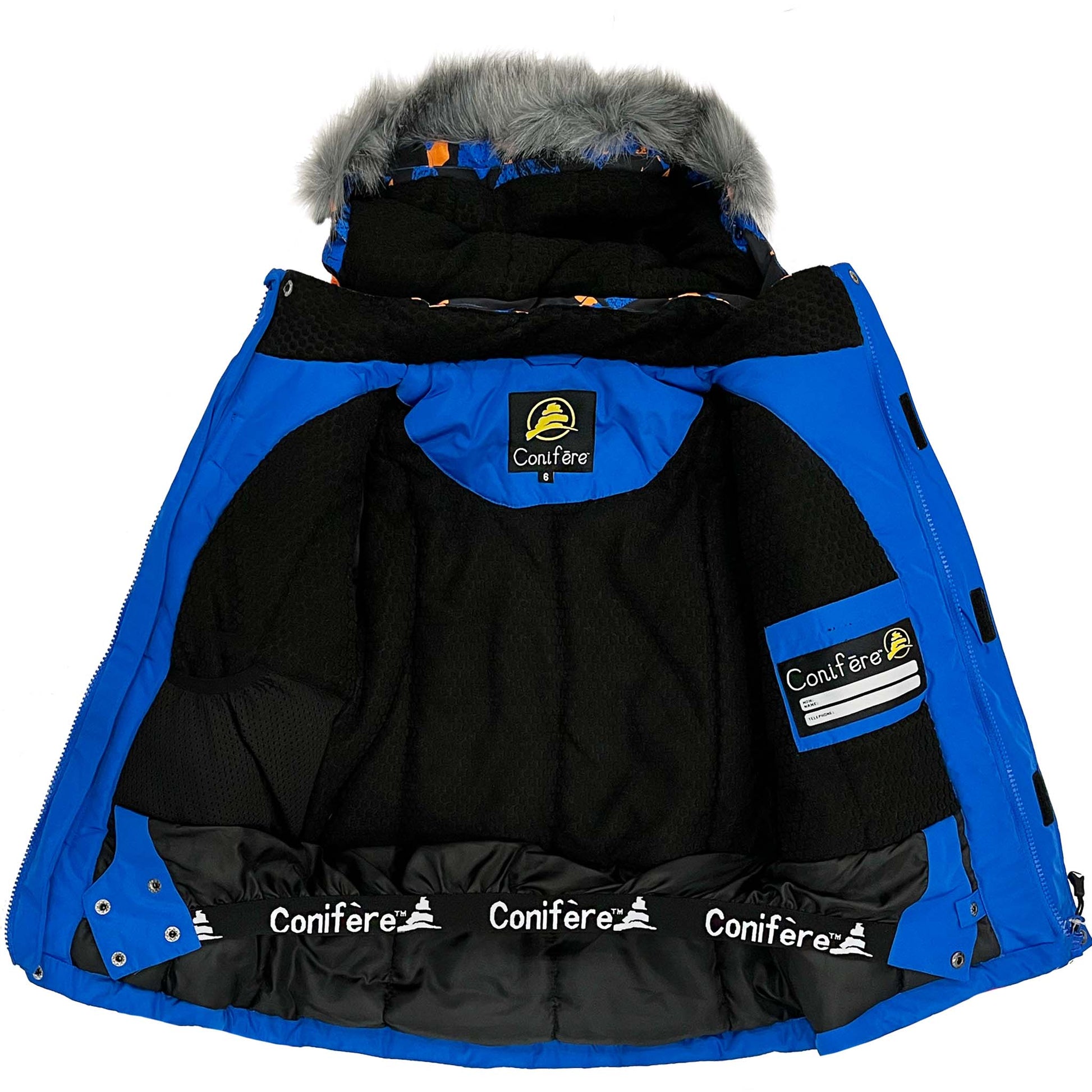 Parka with water resistant outer shell, Cold Factor Protection up to -35°C, wind stopper panel, removable hood and fur trim, LED light, anti-pill polar fleece lining, adjustable cuffs, YKK zipper.