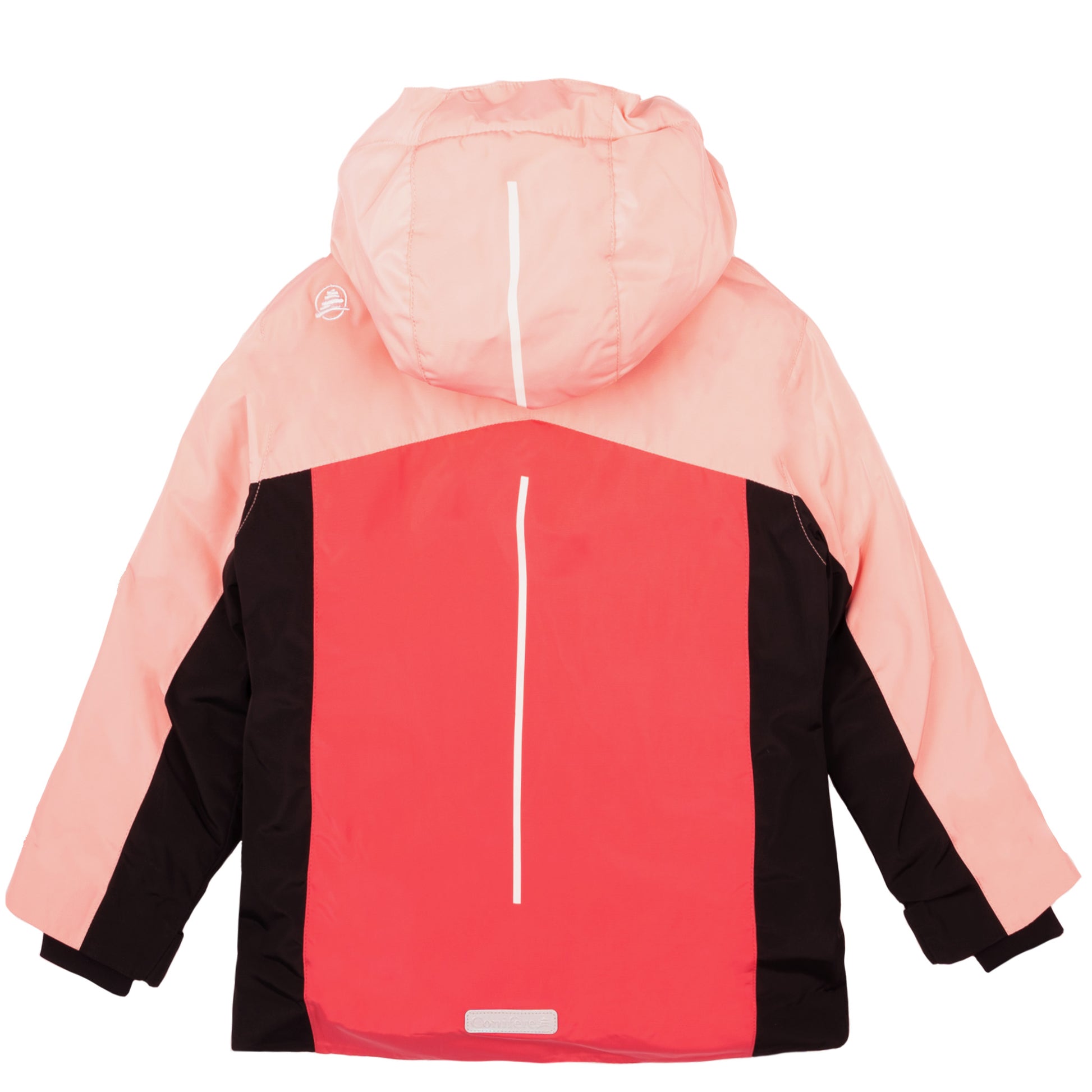 Outdoor jacket and pants set for kids, featuring cold weather protection up to -35 degrees Celsius. Water-repellent, breathable to manage body moisture. Includes wind stopper panel and removable hood.
