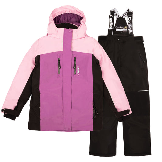 Outdoor Winter Jacket and Pants Snowsuit Set for Kids, with protection for up to -35 degrees Celcius. Water Repellent Exterior, Breathable to Manage Body Moisture. Fleece Lined with Wind Stopper and Removable Hood.