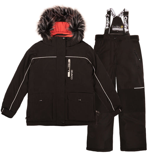 NICOBI - Girls Black/Coral Snowsuit Set