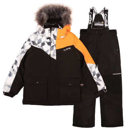OBO - Boys Black/Orange Snowsuit Set