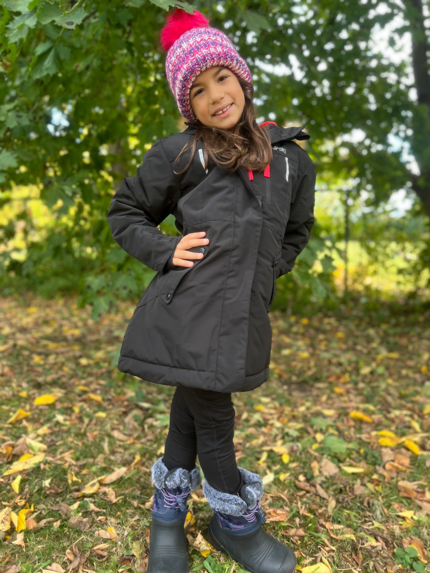 PLICATA - Girls Black/Coral Parka