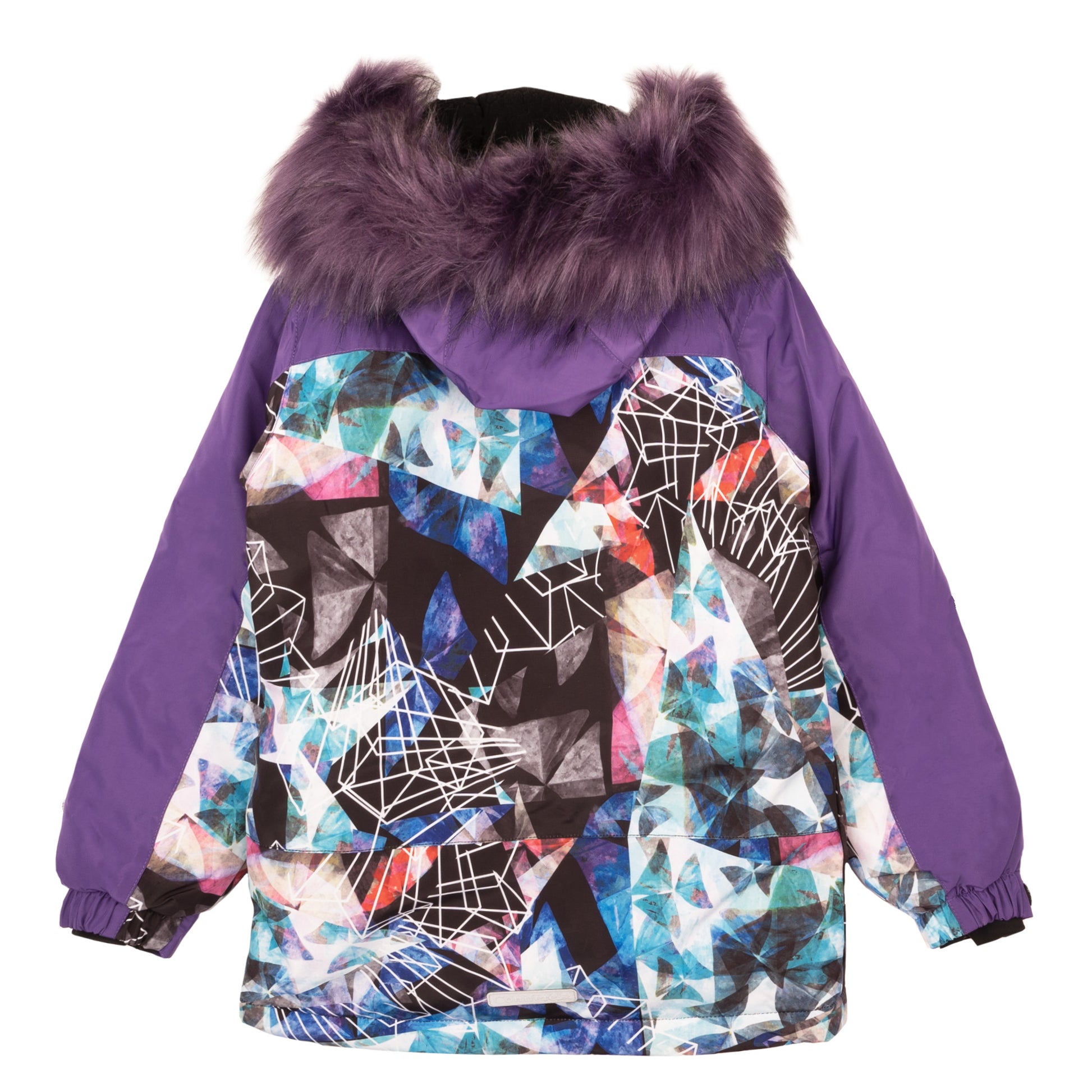 Outdoor jacket and pants set for kids, featuring cold weather protection up to -35 degrees Celsius. Water-repellent, breathable to manage body moisture. Includes wind stopper panel and removable hood.