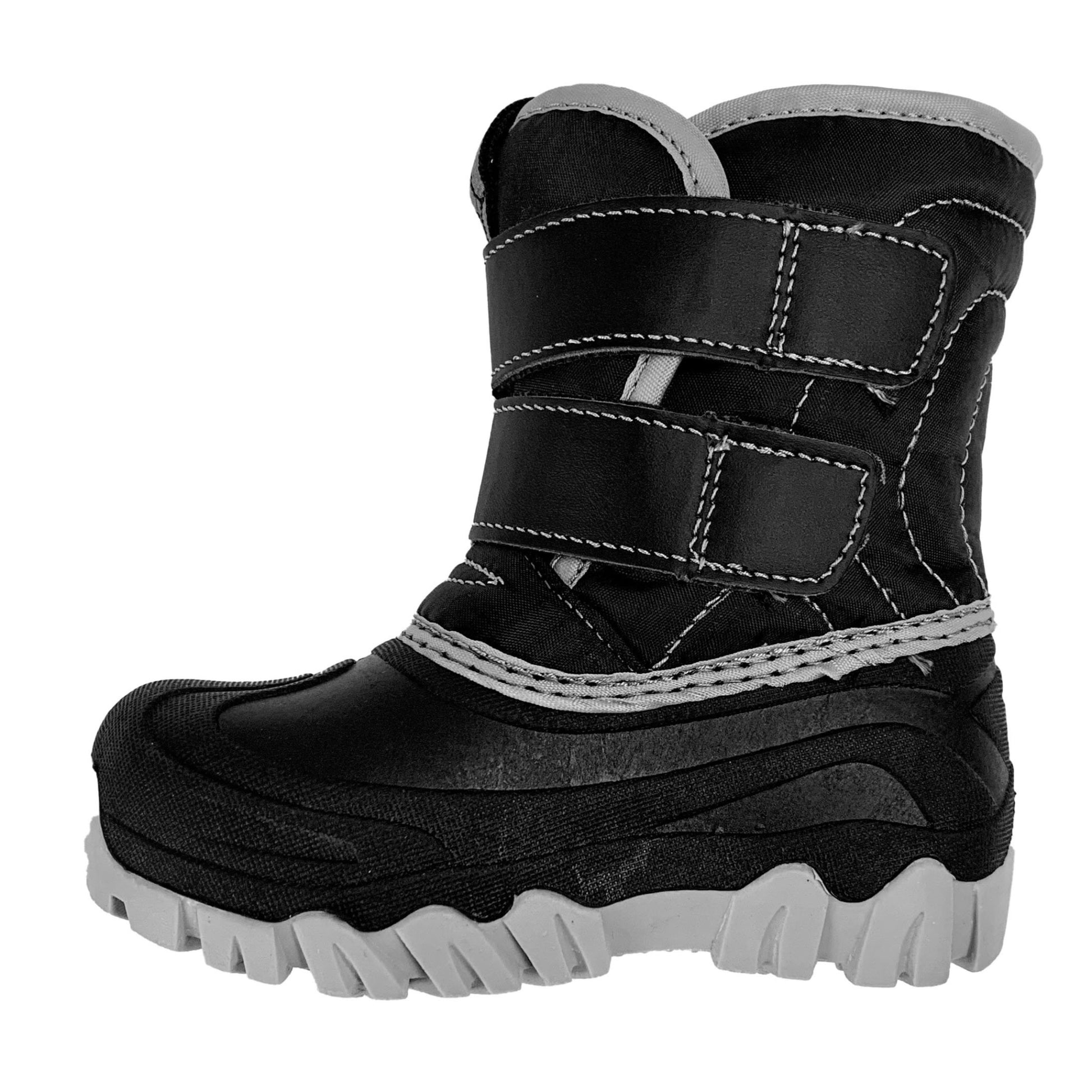 Insulated kids' boots with waterproof shell, removable felt liner, adjustable closures, and reflective piping