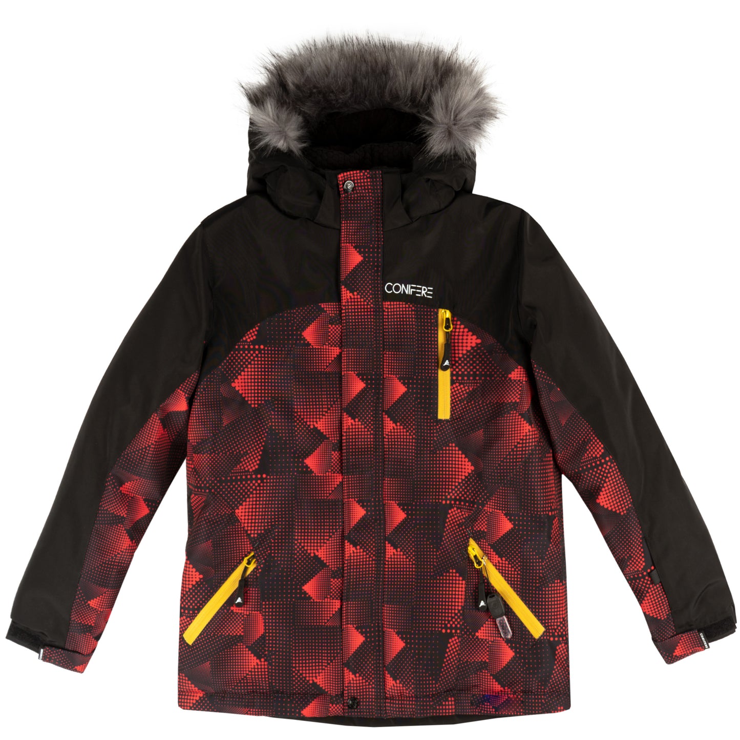 Insulated jacket and pants set with cold protection up to -35 C. Features water repellent shell, breathable fabric, removable hood, LED light, fleece lining, adjustable cuffs, YKK zipper, snowskirt, and reinforced knees.