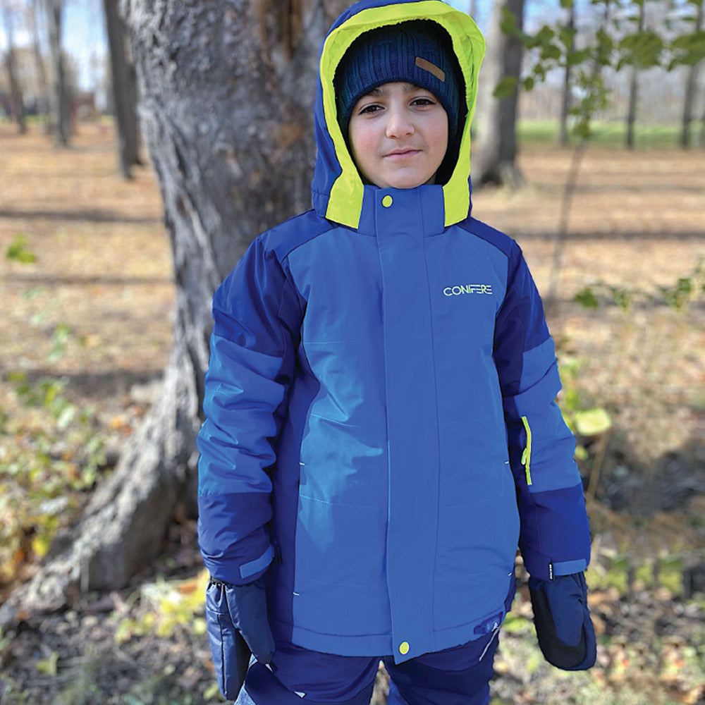 '-35 C cold protection jacket with water repellent shell, LED light, fleece lining, adjustable cuffs, YKK zipper, snowskirt. Includes durable pants with elastic suspender, reflective piping, Corduratech reinforcement, adjustable hem, side zippers, removable bib.