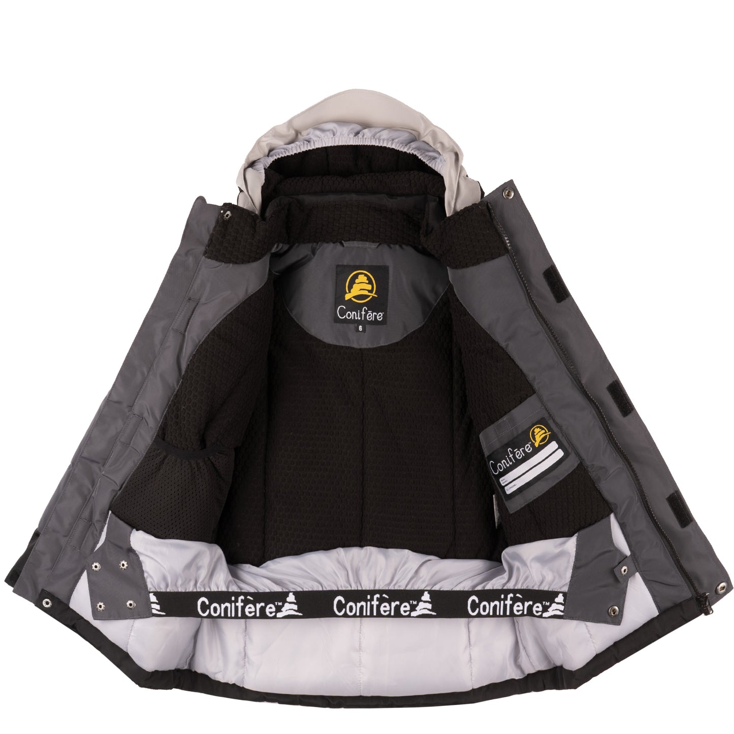 '-35 C cold protection jacket with water repellent shell, LED light, fleece lining, adjustable cuffs, YKK zipper, snowskirt. Includes durable pants with elastic suspender, reflective piping, Corduratech reinforcement, adjustable hem, side zippers, removable bib.