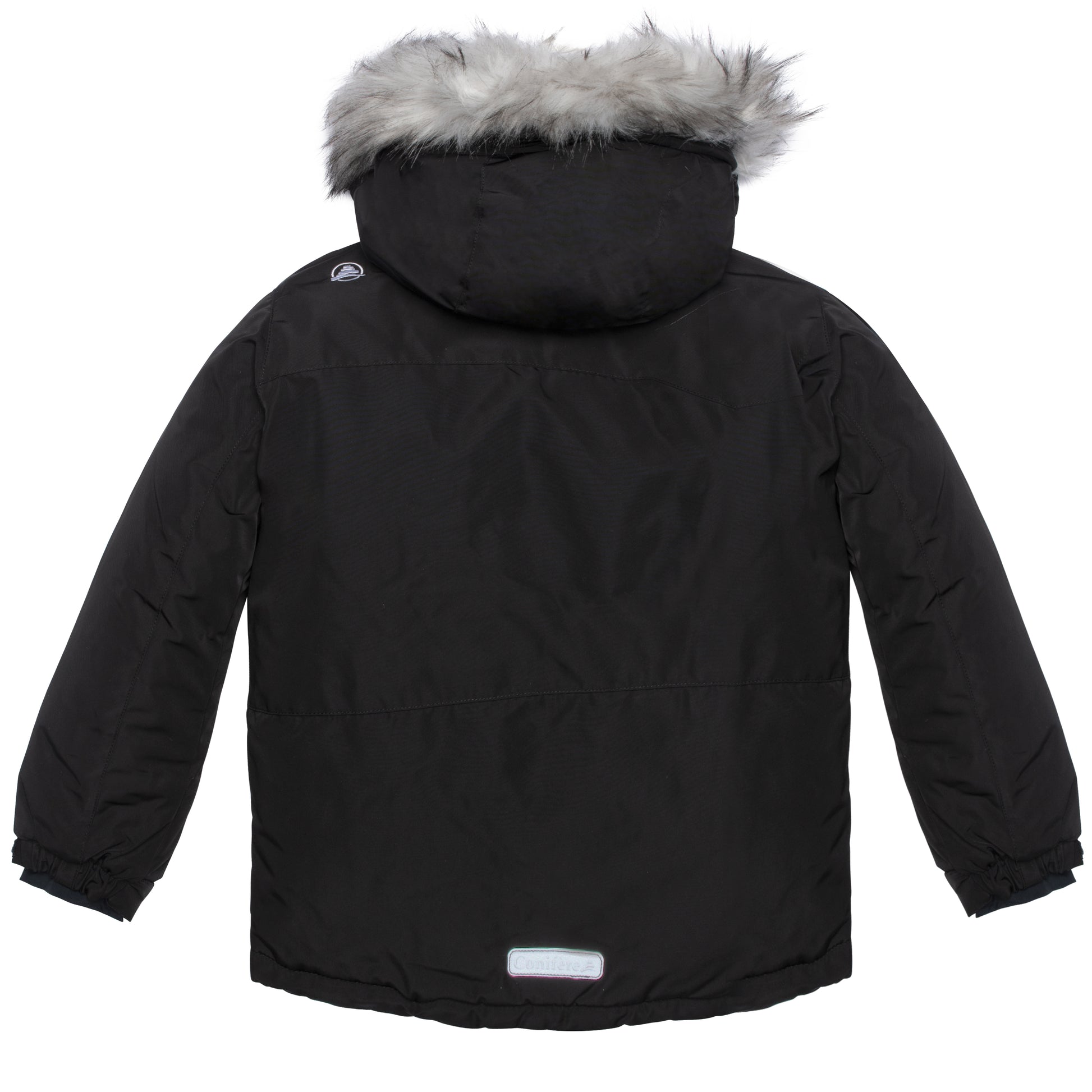 JACKET: Water-resistant outer shell, wind stopper panel, removable hood, chin guard, LED light, anti-pill polar fleece lining, adjustable cuffs with elastic & velcro, YKK zipper, snowskirt, name label, and pockets. PANTS: Adjustable elastic suspender, waist with tabs, reflective piping at knee and back hem, removable back bib
