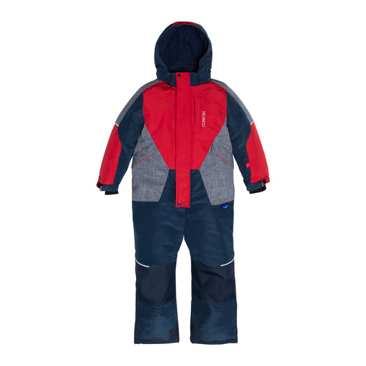 Boys Navy Red 1-piece Snowsuit