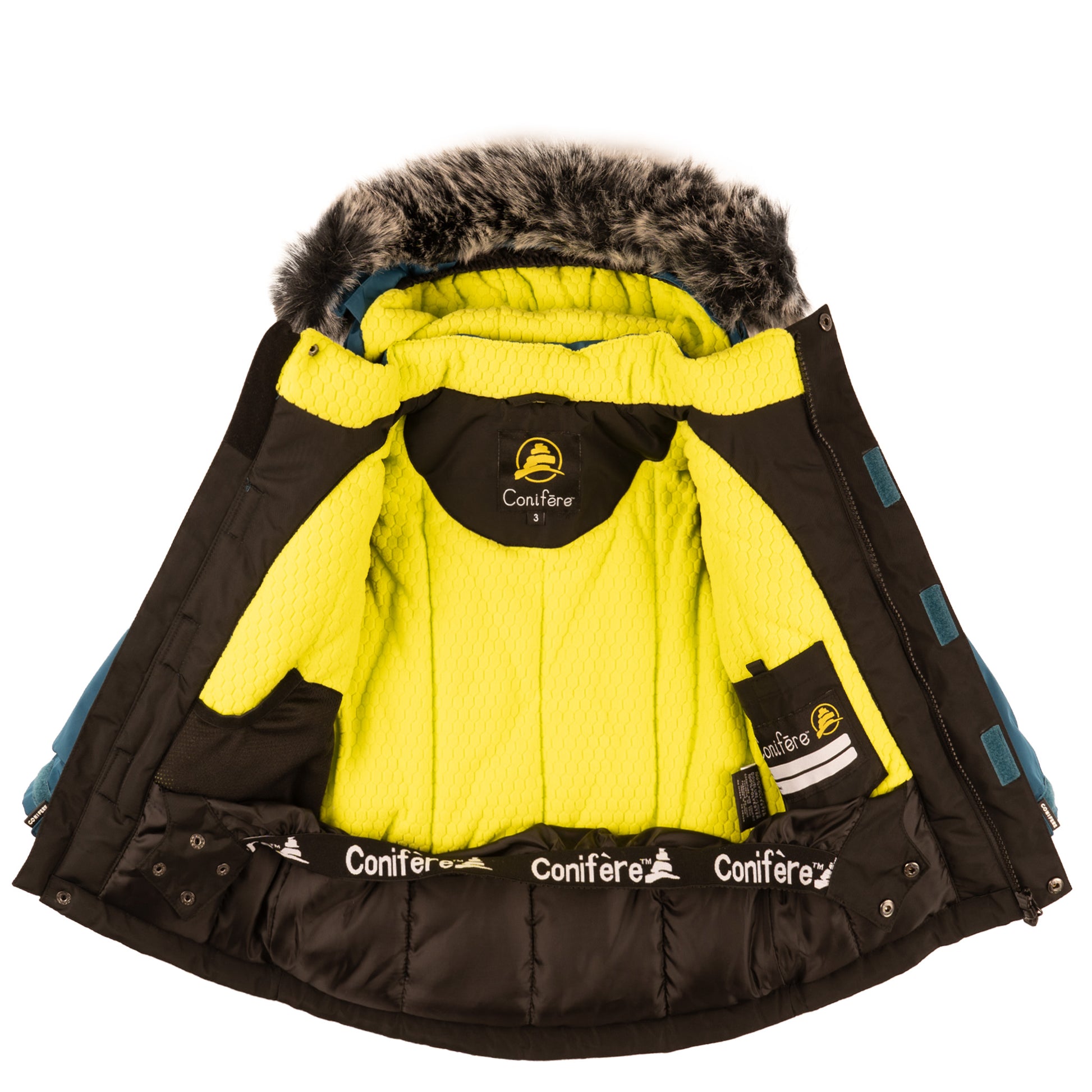 Minus 35 C cold protection jacket with water repellent shell, LED light, fleece lining, adjustable cuffs, YKK zipper, snowskirt. Includes durable pants with elastic suspender, reflective piping, Corduratech reinforcement, adjustable hem, side zippers, removable bib.