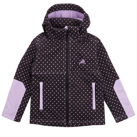 Lilac Polka Dots Girls Soft Shell Jacket