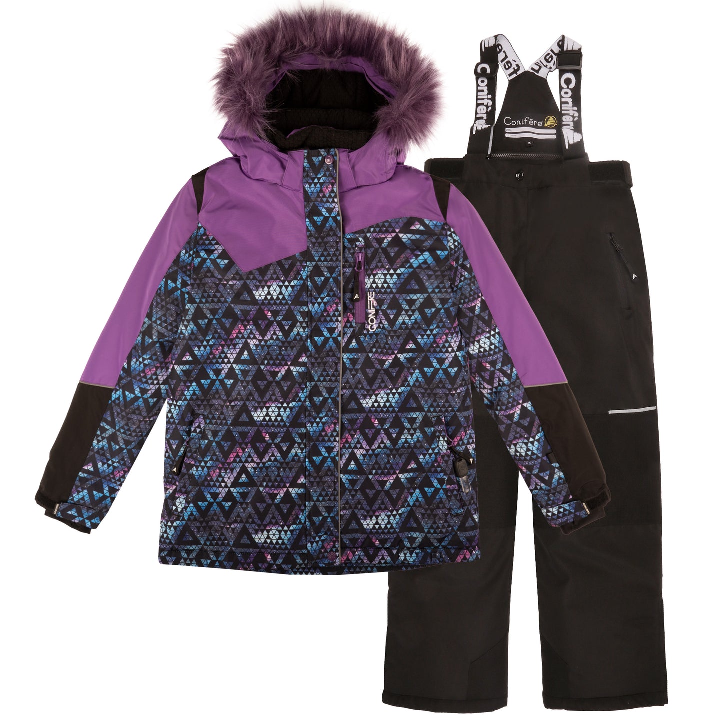 Jacket with -35°C Cold Factor protection, water repellent shell, breathable fabric, wind stopper, removable hood, LED light gadget, fleece and Loft sleeve lining, adjustable cuffs, YKK zipper, snowskirt. Pants with adjustable suspender, reflective piping, Corduratech reinforcement, adjustable hem, side zippers, removable bib
