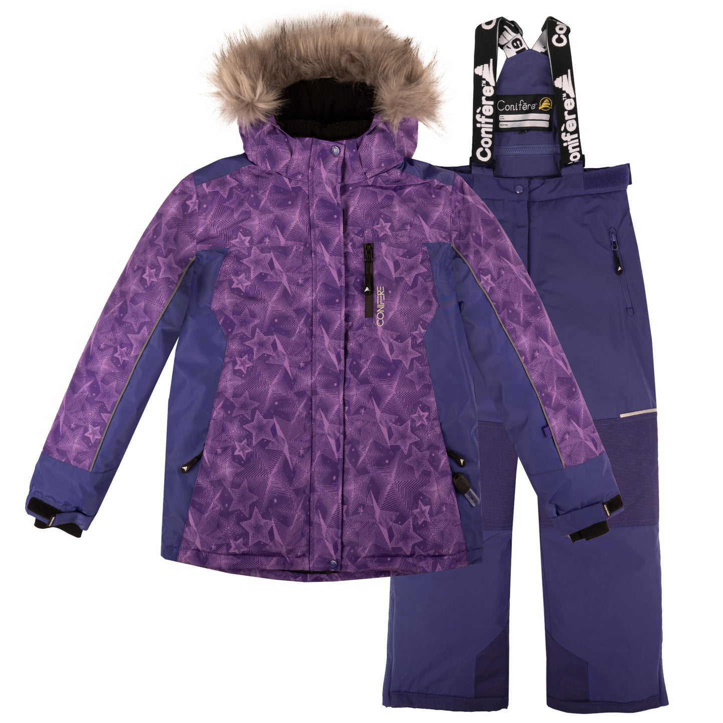 Kids' winter jacket and pants set, cold protection up to -35 C, water repellent shell, LED light zipper gadget, adjustable cuffs, YKK zipper