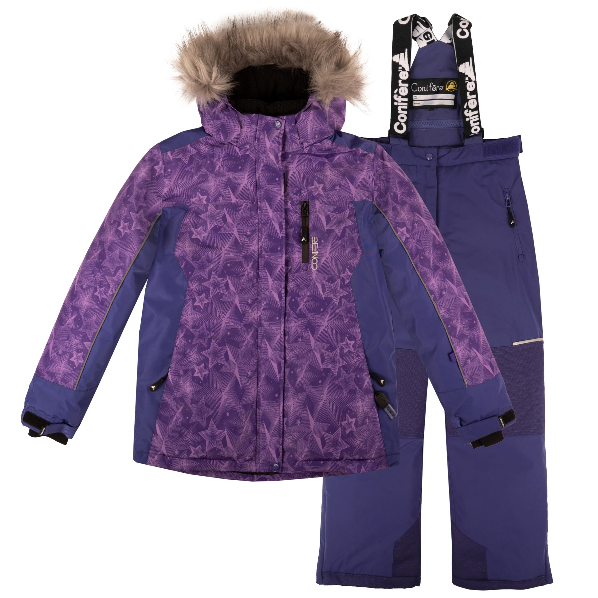 Kids' winter jacket and pants set, cold protection up to -35 C, water repellent shell, LED light zipper gadget, adjustable cuffs, YKK zipper