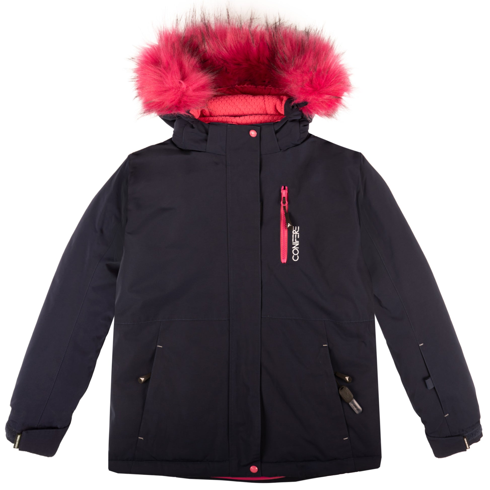Jacket with -35°C Cold Factor protection, water repellent shell, breathable fabric, wind stopper, removable hood, LED light gadget, fleece and Loft sleeve lining, adjustable cuffs, YKK zipper, snowskirt. Pants with adjustable suspender, reflective piping, Corduratech reinforcement, adjustable hem, side zippers, removable bib