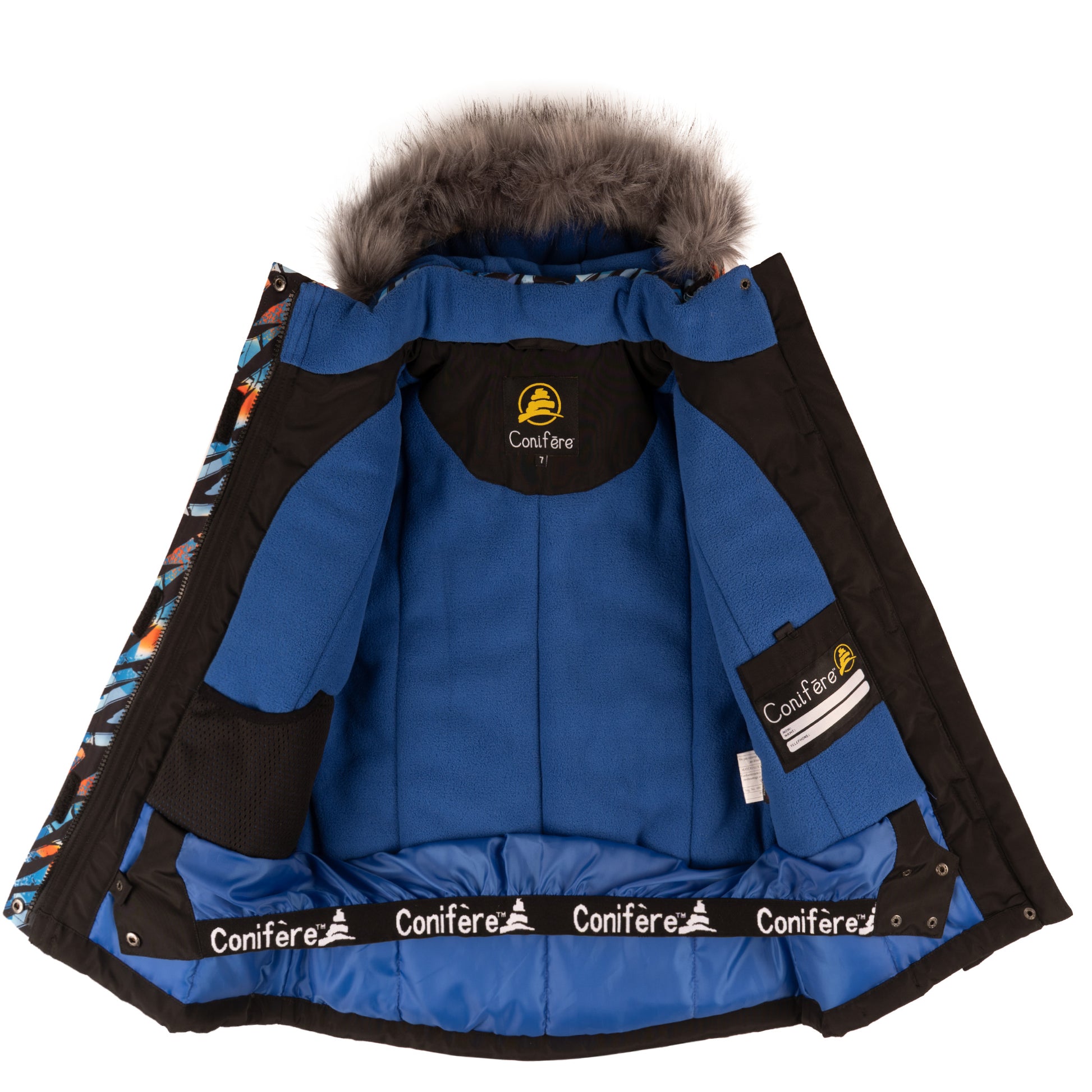 Men's winter jacket with -35 C cold protection, water repellent shell, breathable fabric, LED light, fleece lining, adjustable cuffs, YKK zipper, snowskirt. Includes durable pants with adjustable suspenders, reflective piping, Corduratech reinforcement, adjustable leg hem, side zippers, removable bib