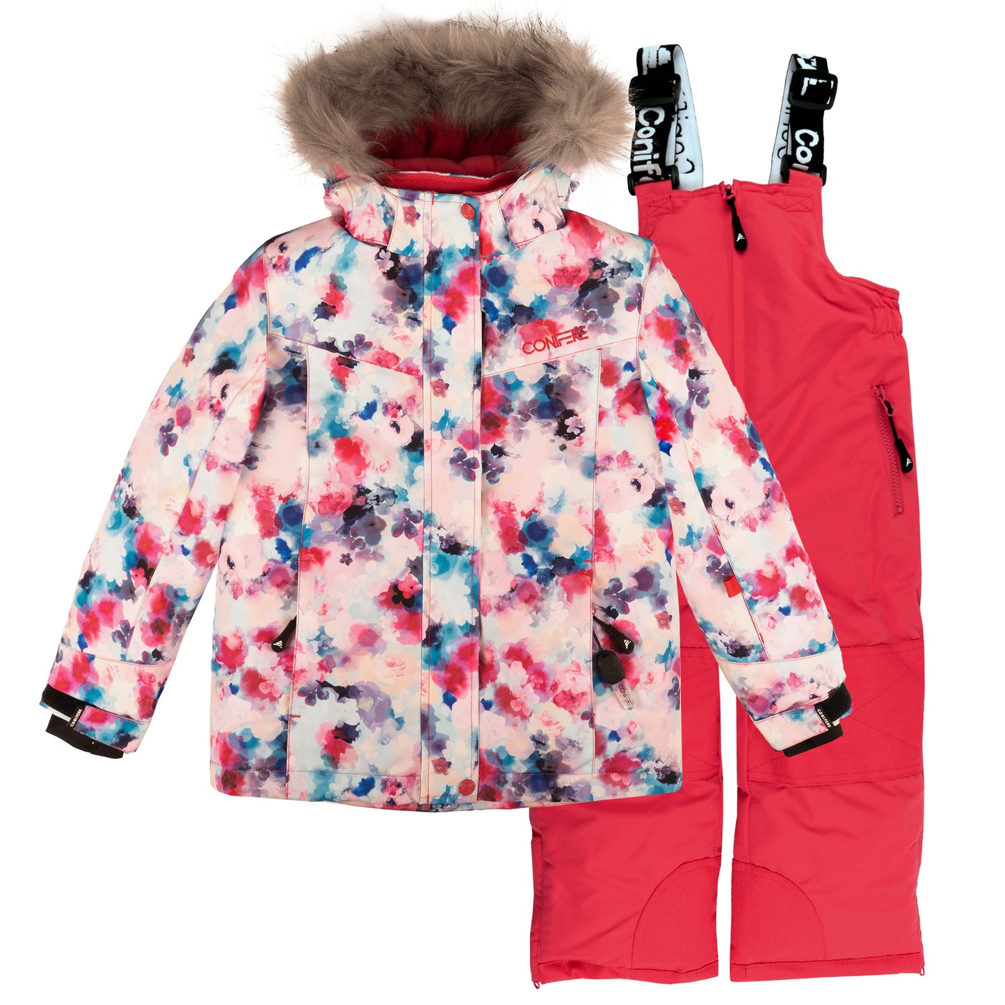 KOYA - Toddler Girls Raspberry Bouquet Snowsuit Set