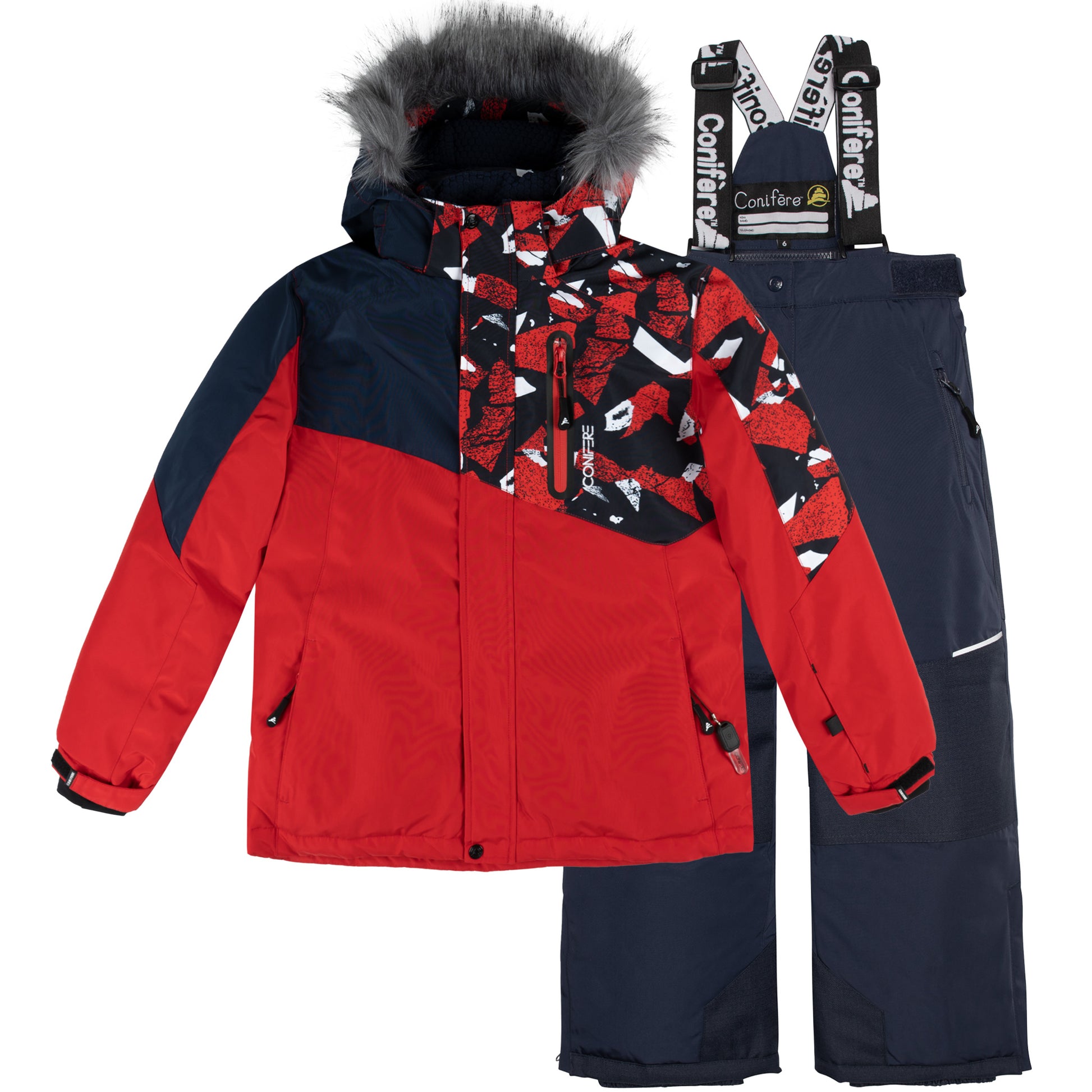 Parka with water resistant outer shell, Cold Factor Protection up to -35°C, wind stopper panel, removable hood and fur trim, LED light, anti-pill polar fleece lining, adjustable cuffs, YKK zipper.