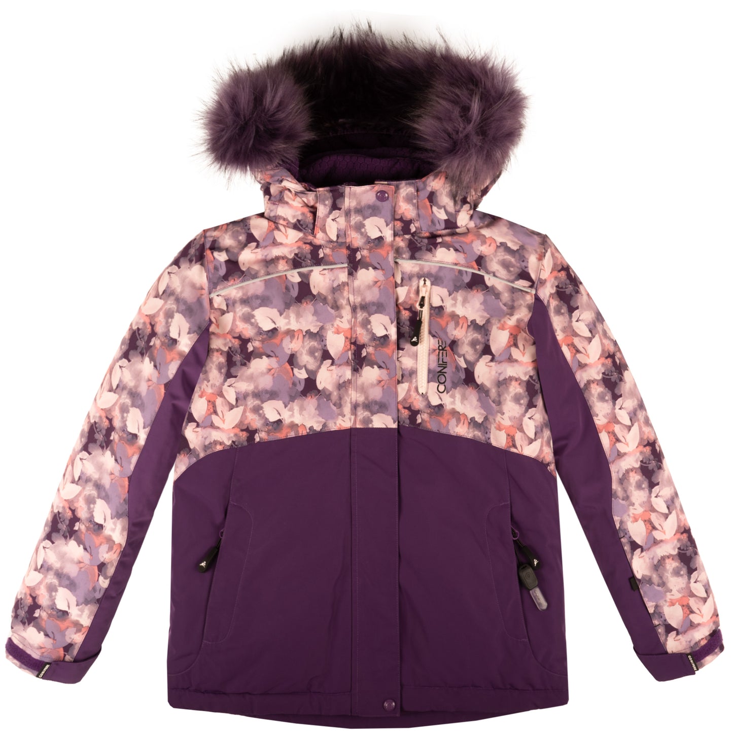 Jacket with -35°C Cold Factor protection, water repellent shell, breathable fabric, wind stopper, removable hood, LED light gadget, fleece and Loft sleeve lining, adjustable cuffs, YKK zipper, snowskirt. Pants with adjustable suspender, reflective piping, Corduratech reinforcement, adjustable hem, side zippers, removable bib