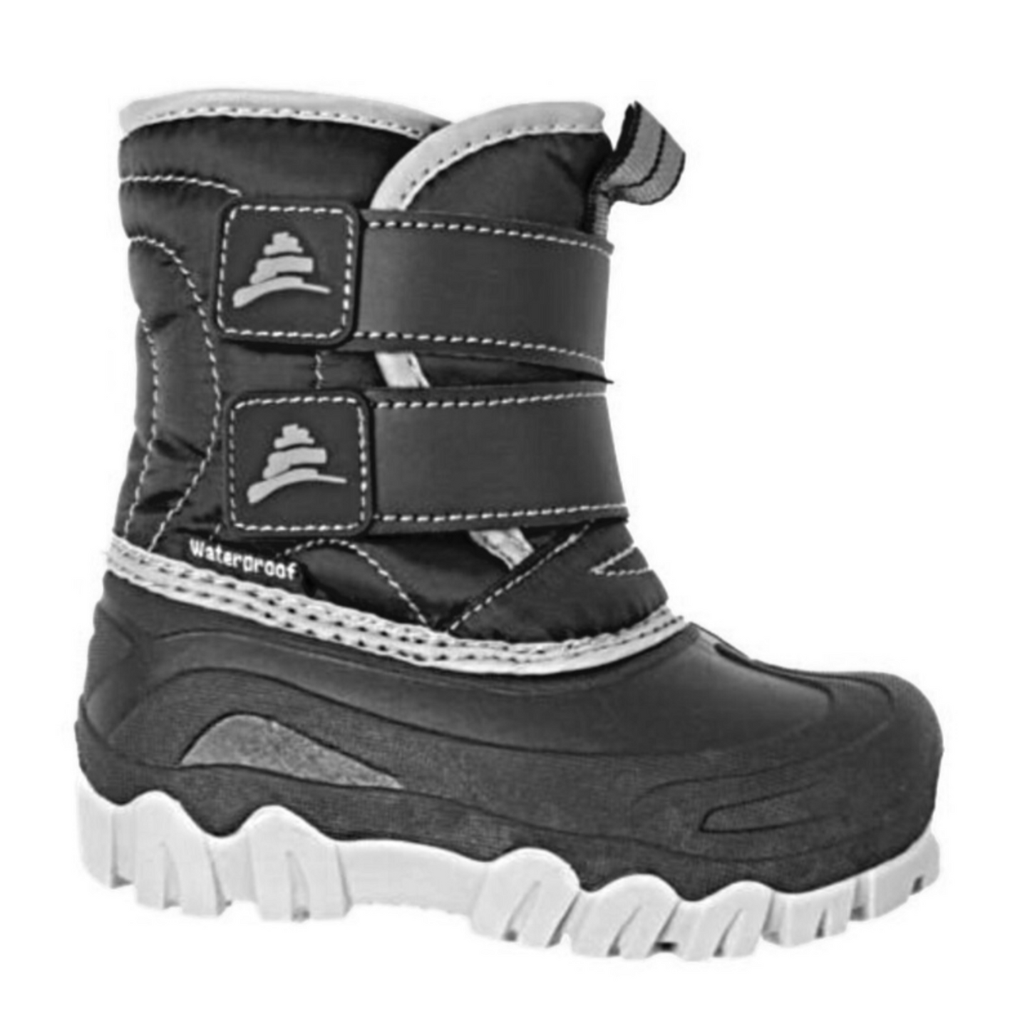 Insulated kids' boots with waterproof shell, removable felt liner, adjustable closures, and reflective piping